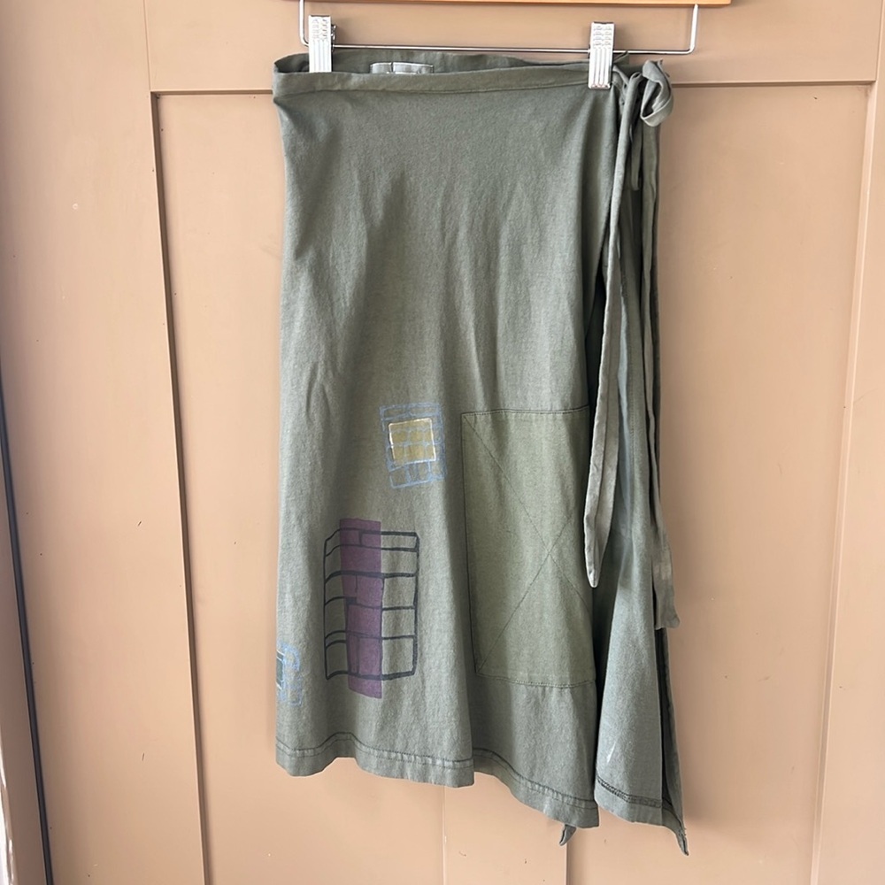Blue Fish Vintage New w Tag One Size Green Grid Patch Wrap 100% Organic Cotton